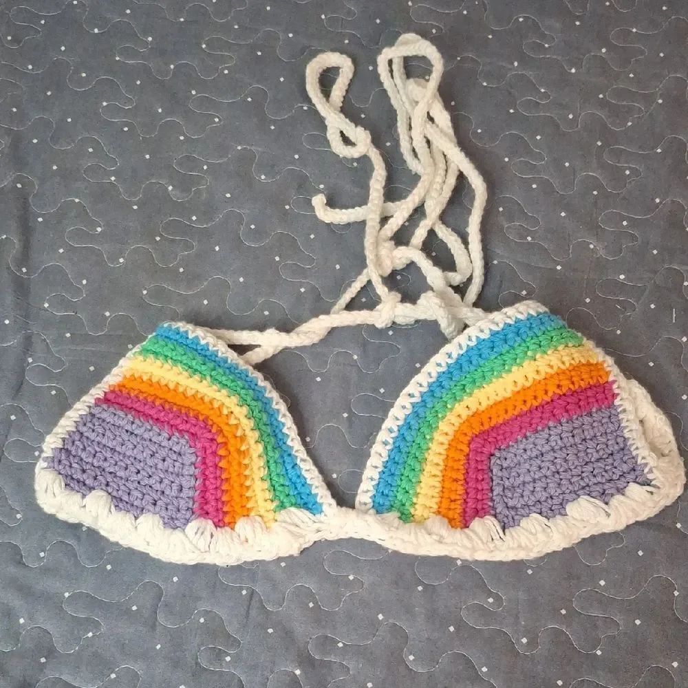 Rainbow Crochet Bikini top